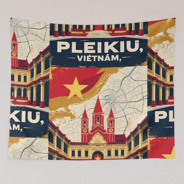 Item preview, Pleikiu Vietnam 1950s Retro Poster Tourism designed and sold by TravelersGems.