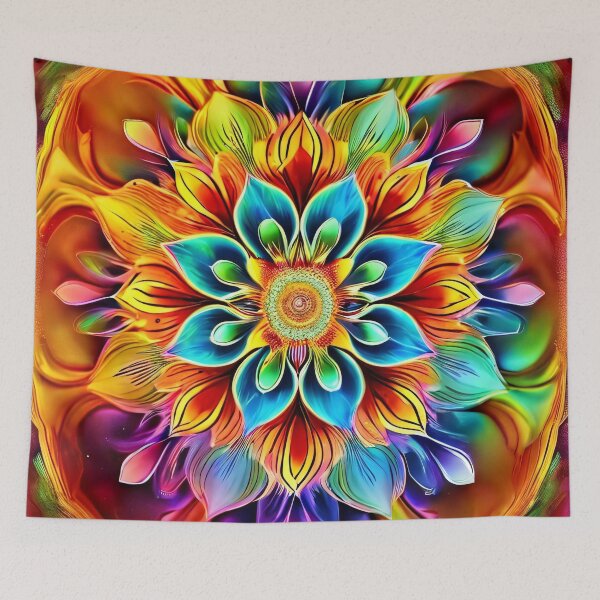 Item preview, Colorful flower mandala in detail designed and sold by Mianku | Für das Leben.