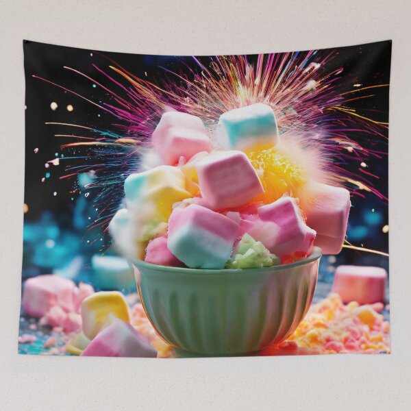 Item preview, Marshmallows in a bowl with fireworks designed and sold by Mianku | Für das Leben.