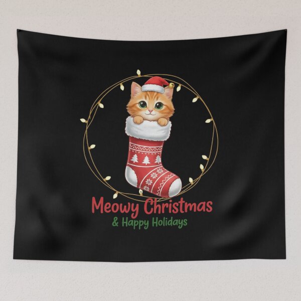 Item preview, Meowy Christmas Kitten in Stocking - Cute Cat Art designed and sold by ShapeVibe.