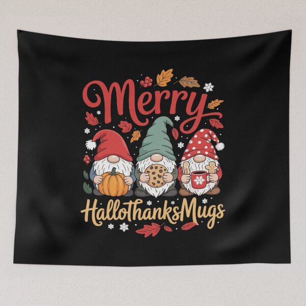 Item preview, Merry Happy Hallothanksmas Gnomes Halloween Thanksgiving mas  designed and sold by InspiredFoul.