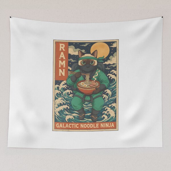Item preview, Vintage Astronaut Cat Ramen Japanese Wave T-Shirt designed and sold by TeeZilla808.
