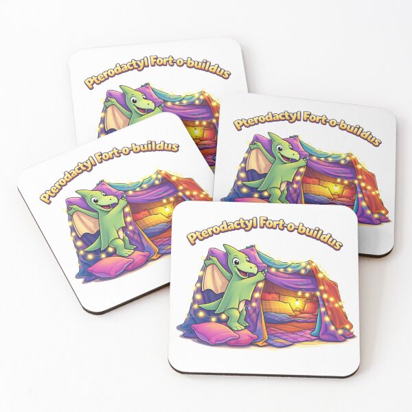 Item preview, Pterodactyl Fort-o-buildus – Cute Dinosaur Blanket Fort Illustration, Cozy Kids Bedroom and Sleepover Wall Art, Kawaii Pterodactyl Nursery Decor designed and sold by digitalbitcraft.