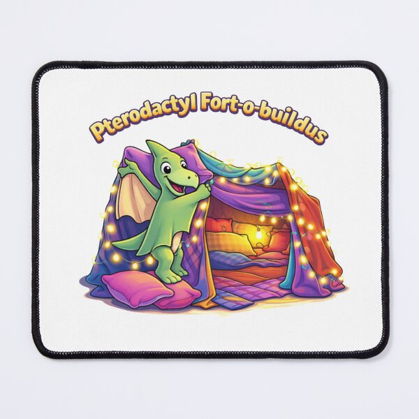 Item preview, Pterodactyl Fort-o-buildus – Cute Dinosaur Blanket Fort Illustration, Cozy Kids Bedroom and Sleepover Wall Art, Kawaii Pterodactyl Nursery Decor designed and sold by digitalbitcraft.
