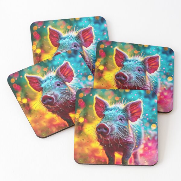 Item preview, Colorful pig in an abstract garden designed and sold by Mianku | Für das Leben.