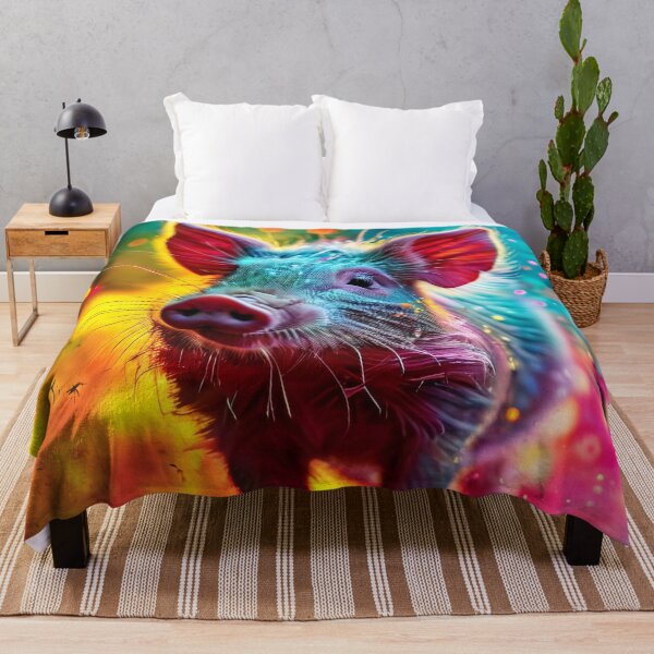 Item preview, Colorful pig in an abstract garden designed and sold by Mianku | Für das Leben.