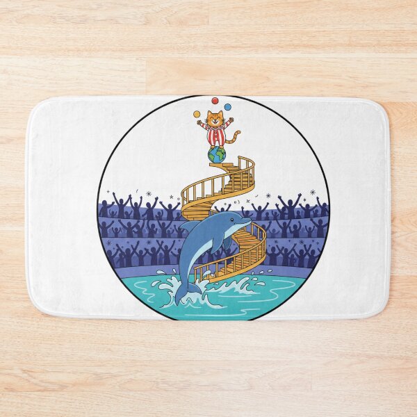 Item preview, Dolphin and Cat Circus Show in Stadium, Cute Animal Performance Vector Art designed and sold by Fandom Universe.