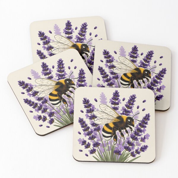 Item preview, Bee and Lavender Illustration with Vivid Botanical Detail and Nature-Inspired Calm designed and sold by SplashTastic.
