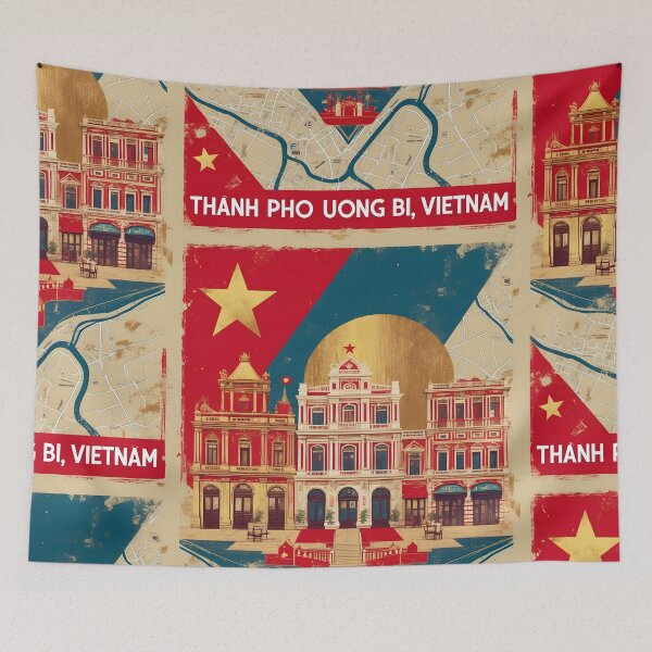 Item preview, Thanh Pho Uong Bi Vietnam 1950s Retro Poster Tourism designed and sold by TravelersGems.