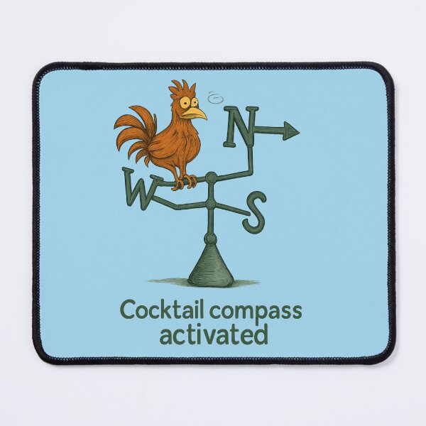 Item preview, Cocktail Compass Activated Rooster Weather Vane Funny T-Shirt designed and sold by JonelCrafts.