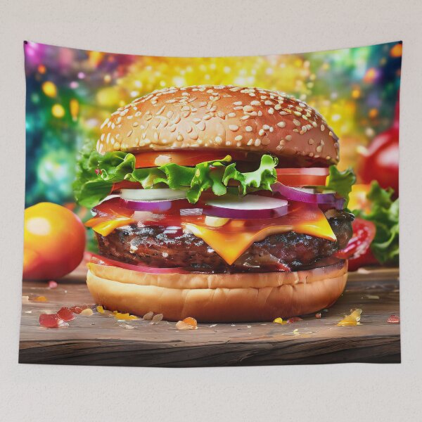 Item preview, Festive burger in front of colorful fireworks designed and sold by Mianku | Für das Leben.