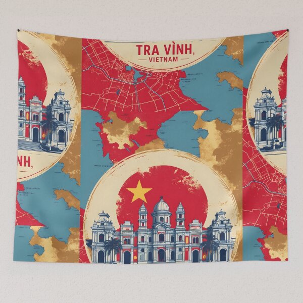 Item preview, Tra Vinh Vietnam 1950s Retro Poster Tourism designed and sold by TravelersGems.