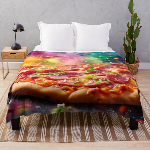 Item preview, Pepperoni pizza in a cosmic fireworks display designed and sold by Mianku | Für das Leben.
