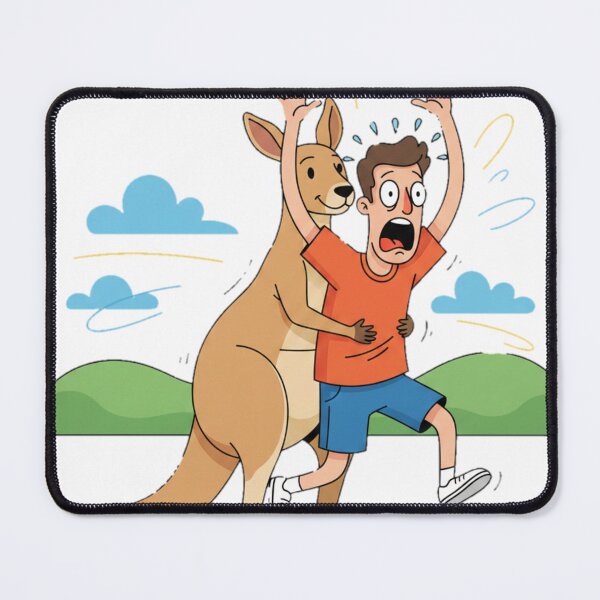 Item preview, Funny Man Being Chased by Kangaroo, Cartoon Scared Expression, Vector Illustration designed and sold by Fandom Universe.