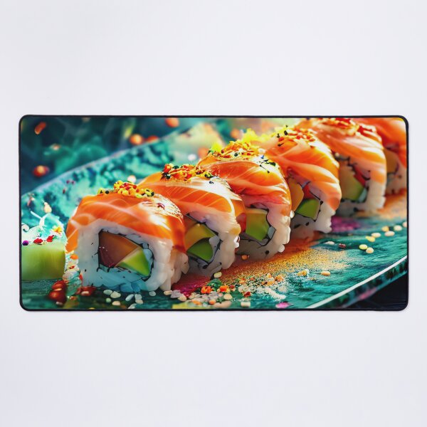 Item preview, Salmon sushi roll with festive decoration designed and sold by Mianku | Für das Leben.
