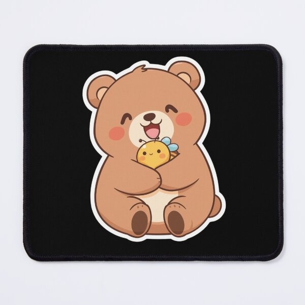 Item preview, Kawaii Bear Hugging Bee — Pastel Cute Animal Friendship Illustration designed and sold by Smile-AlNo.