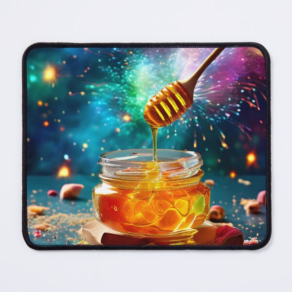 Item preview, Honey pot, honey spoon and sparkling background designed and sold by Mianku | Für das Leben.