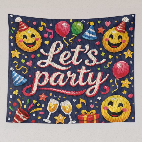 Item preview, Let's party, funny knitted picture designed and sold by Mauswohn.