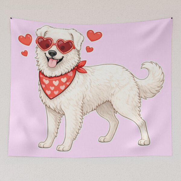 Item preview, Cute Kuvasz in Love – Minimal Valentine Dog Illustration designed and sold by GoodyPaws.