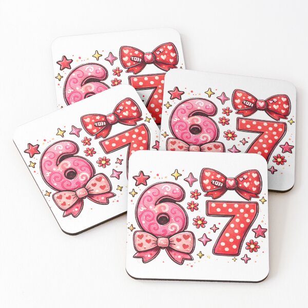 Item preview, Funny 67 Meme Valentine Design, Cute Pink Coquette Bow Numbers, Aesthetic Viral Number Meme Art designed and sold by JoyBoyStudio1.