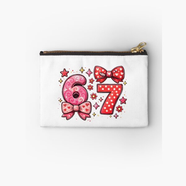 Item preview, Funny 67 Meme Valentine Design, Cute Pink Coquette Bow Numbers, Aesthetic Viral Number Meme Art designed and sold by JoyBoyStudio1.