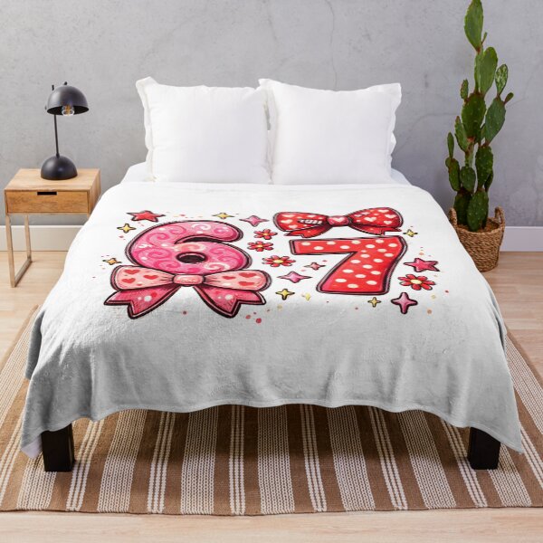 Item preview, Funny 67 Meme Valentine Design, Cute Pink Coquette Bow Numbers, Aesthetic Viral Number Meme Art designed and sold by JoyBoyStudio1.
