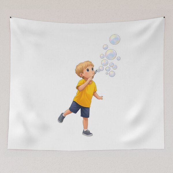 Item preview, Cute Bubble Blowing Kid Sticker – Whimsical Cartoon Child Art, Playful Innocence, Aesthetic Kids Illustration designed and sold by Gurjeetpixelart.