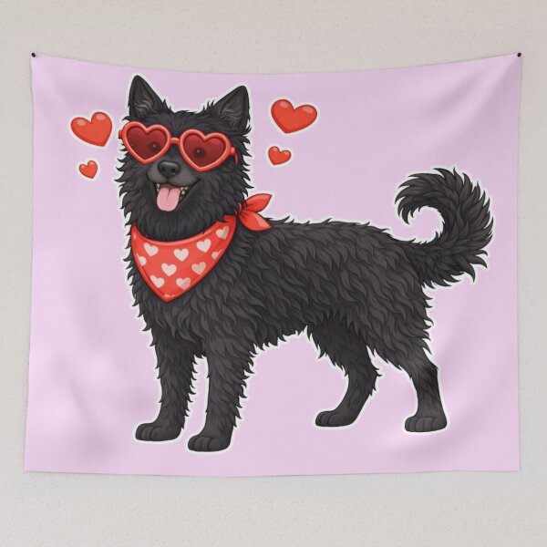 Item preview, Cute Croatian Sheepdog in Love – Minimal Valentine Dog Illustration designed and sold by GoodyPaws.