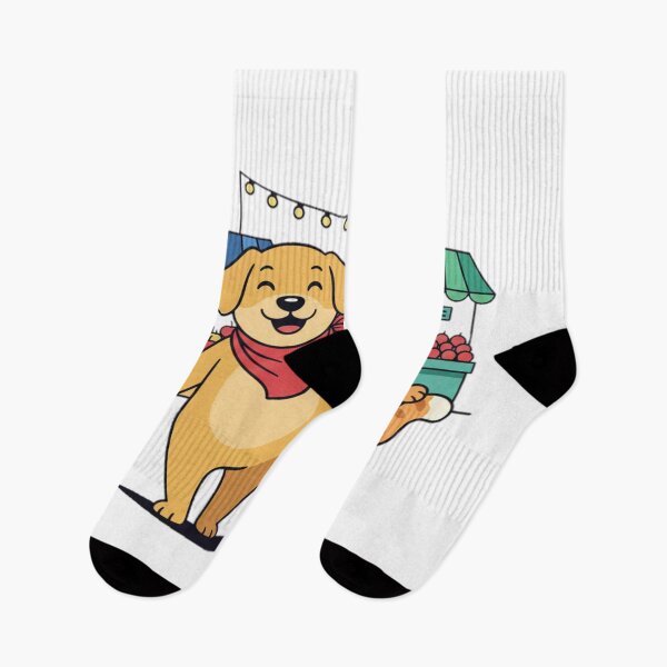 Item preview, Dog and Cat Friends Walking in Market, Arms Around Each Other, Cute Vector Illustration designed and sold by Fandom Universe.