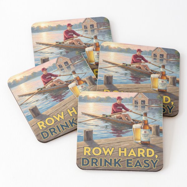 Item preview, Row Hard Drink Easy Vintage Harvard Rowing Beer Poster Bar Art designed and sold by Cozy-Old-Pub.