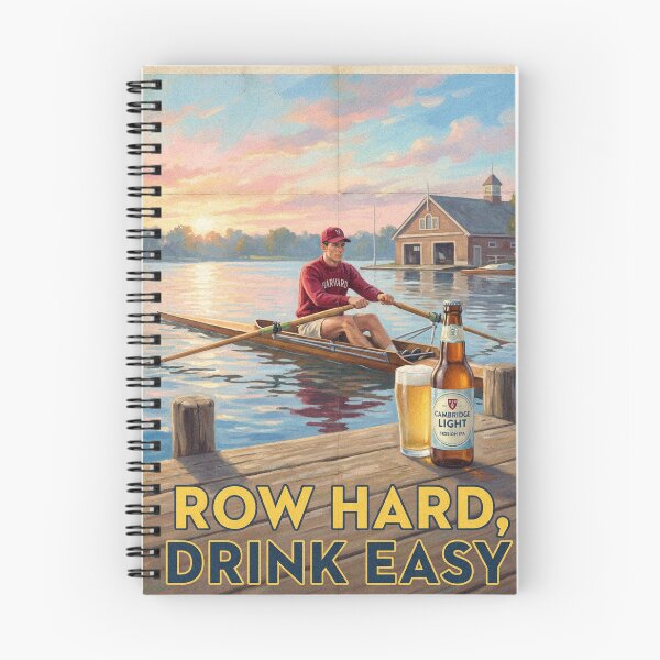 Item preview, Row Hard Drink Easy Vintage Harvard Rowing Beer Poster Bar Art designed and sold by Cozy-Old-Pub.