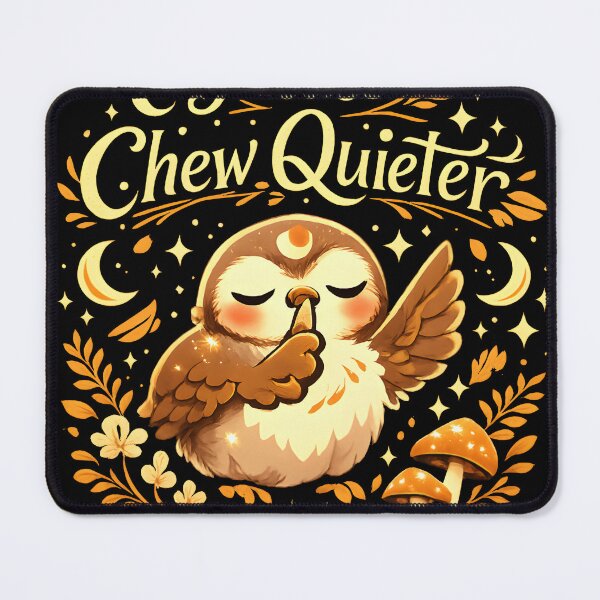 Item preview, Please Chew Quieter – Guardian of Silence Woodland Owl designed and sold by NOVAWEARIT.