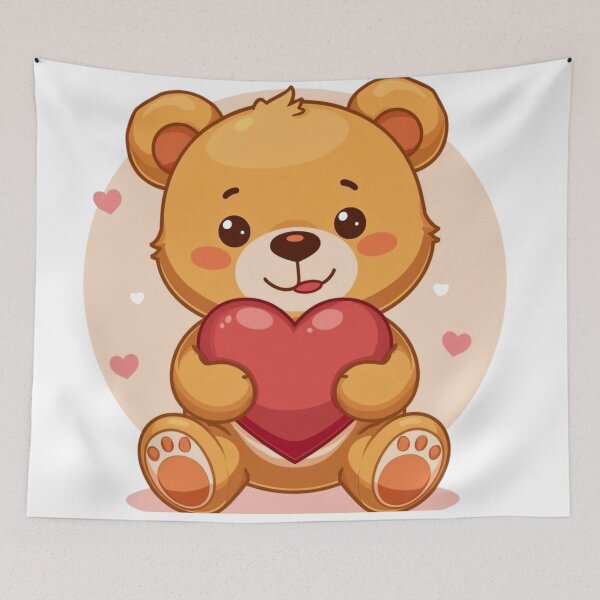 Item preview, Cute Kawaii Teddy Bear Holding Heart – Valentine’s Day Love Cartoon Illustration designed and sold by lavanya11.