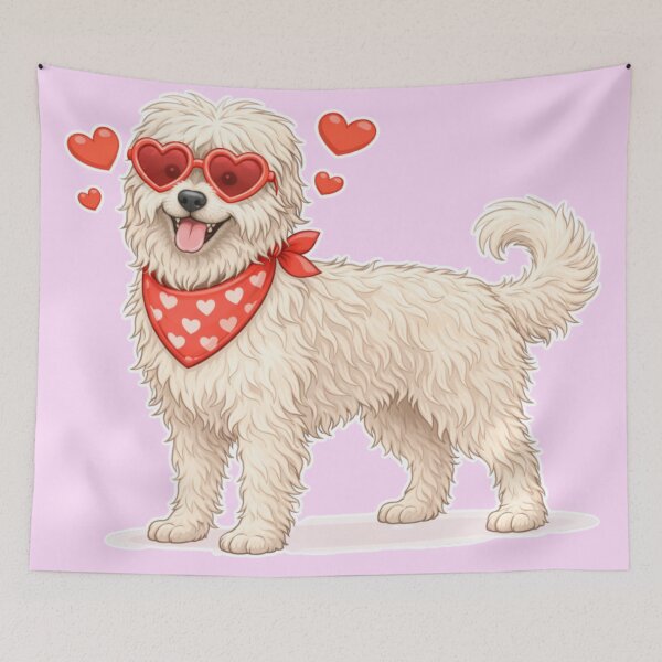 Item preview, Cute South Russian Ovcharka in Love – Minimal Valentine Dog Illustration designed and sold by GoodyPaws.