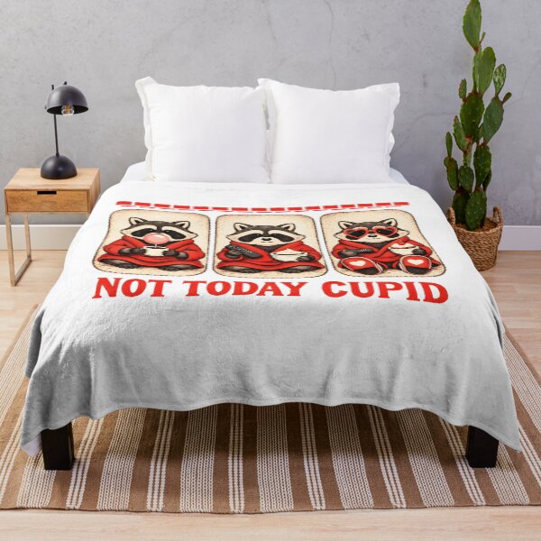 Item preview, Not Today Cupid Valentine Meme, Funny Raccoon Anti Valentine Design, Cute Cozy Valentine Humor Art designed and sold by JoyBoyStudio1.