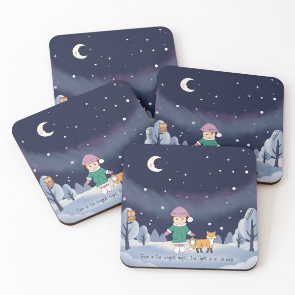 Item preview, Even in the Longest Night, the Light Is on Its Way – Kawaii Winter Illustration designed and sold by Keddmia.