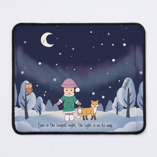 Item preview, Even in the Longest Night, the Light Is on Its Way – Kawaii Winter Illustration designed and sold by Olga Schembri.