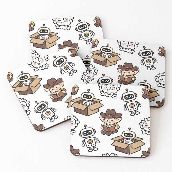 Item preview, Cozy Retro Robot Pattern - Whimsical Kawaii Doodle Art designed and sold by Cherrydora.