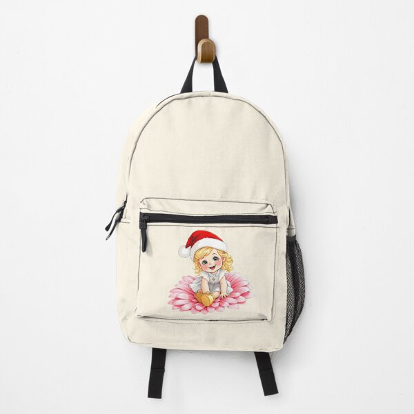 Item preview, Kawaii Christmas Baby Chibi - Little Santa Girl on Pink Flower designed and sold by MCT-GALLERY.