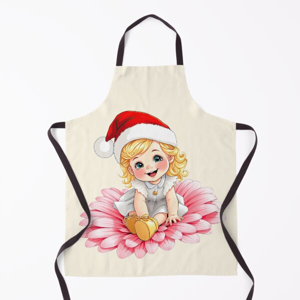 Item preview, Kawaii Christmas Baby Chibi - Little Santa Girl on Pink Flower designed and sold by MCT-GALLERY.