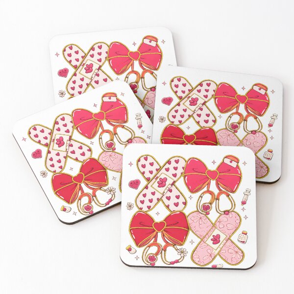 Item preview, Cute Medical Valentine Bows Design, Pink Bandage & Nurse Aesthetic Hearts, Coquette Healthcare Love Art designed and sold by JoyBoyStudio1.