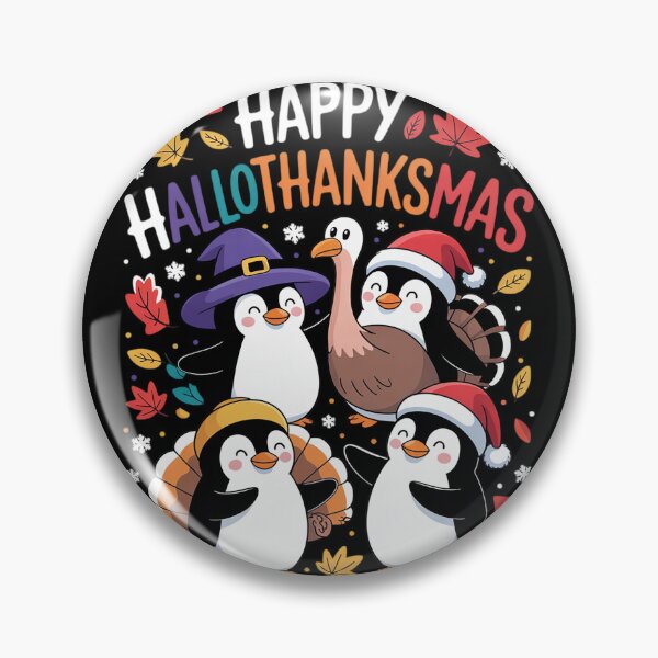 Item preview, Penguin Happy Hallothanksmas Halloween Thanksgiving Xmas  designed and sold by InspiredFoul.