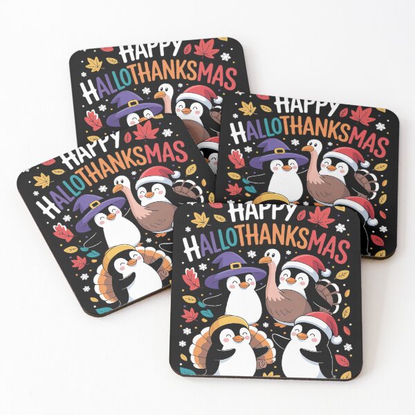 Item preview, Penguin Happy Hallothanksmas Halloween Thanksgiving Xmas  designed and sold by InspiredFoul.