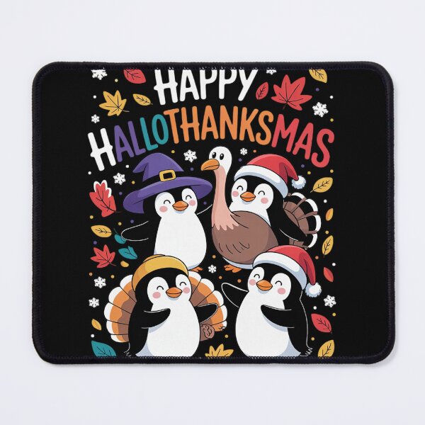 Item preview, Penguin Happy Hallothanksmas Halloween Thanksgiving Xmas designed and sold by InspiredFoul.