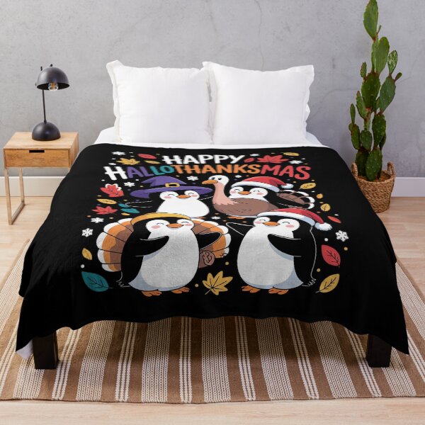 Item preview, Penguin Happy Hallothanksmas Halloween Thanksgiving Xmas designed and sold by InspiredFoul.