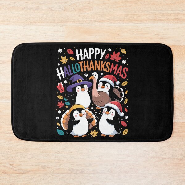 Item preview, Penguin Happy Hallothanksmas Halloween Thanksgiving Xmas  designed and sold by InspiredFoul.