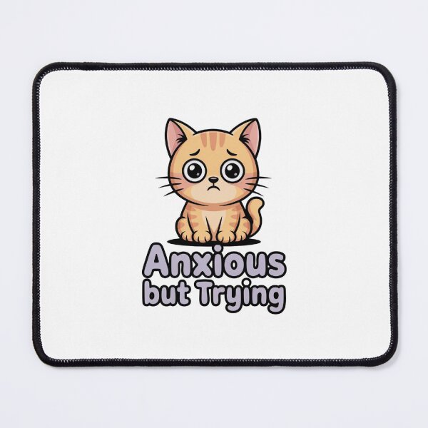 Item preview, Anxious But Trying Cute Worried Cat Illustration designed and sold by Enjoy237.