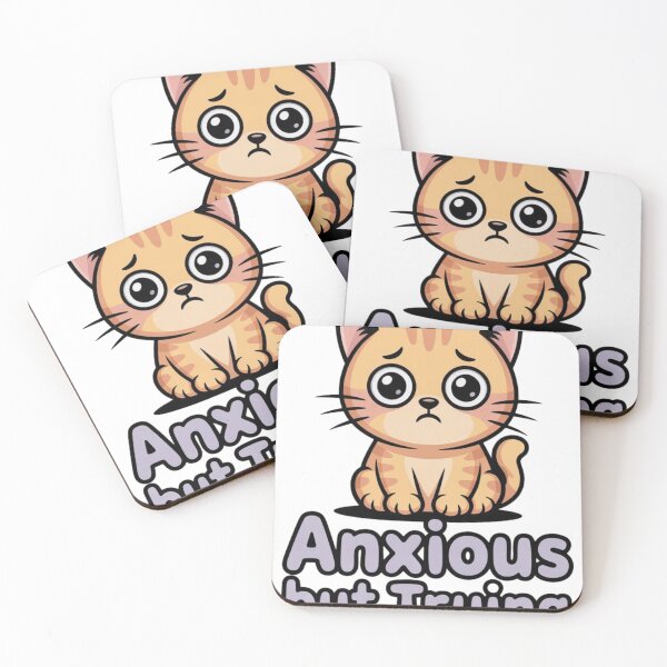 Item preview, Anxious But Trying Cute Worried Cat Illustration designed and sold by Enjoy237.