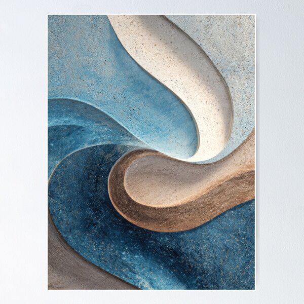 Item preview, Modern Coastal Abstract – Textured Sand & Blue Organic Waves designed and sold by NewArt33.