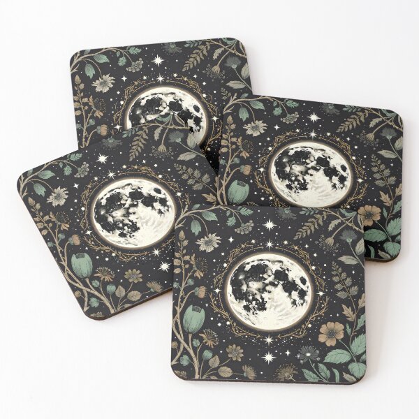 Item preview, Celestial Botanical Design with Moon, Stars, and Golden Floral Orbits designed and sold by SplashTastic.